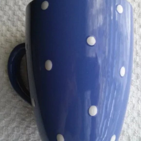 Glossy Ceramic Coffee Mug, Polka Dot, Blue & White - Picture 2 of 14